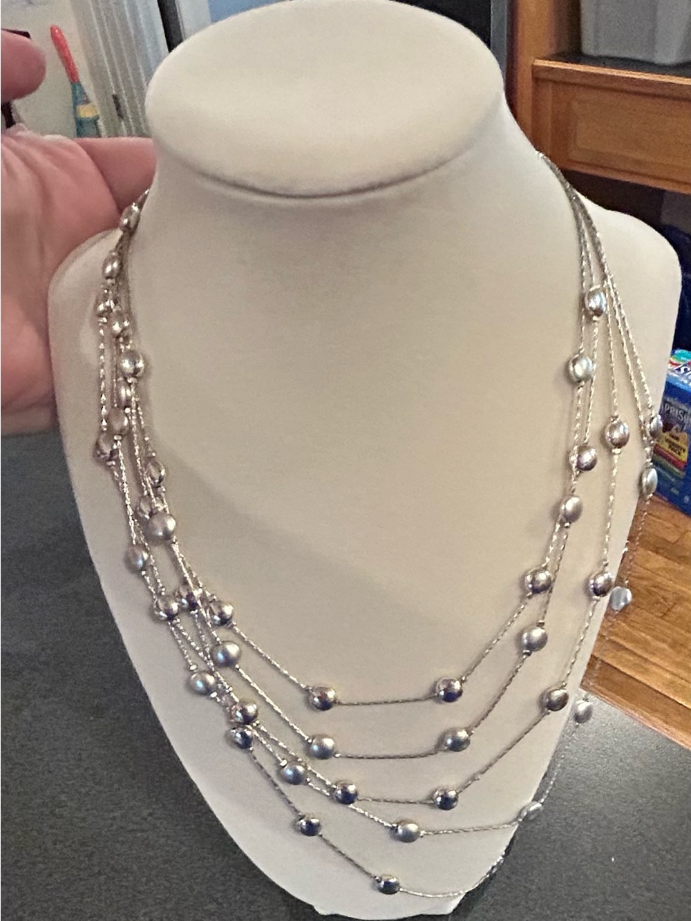 Multi-Strand Silver Beaded Necklace - Women Jewelry- Liz Claiborne